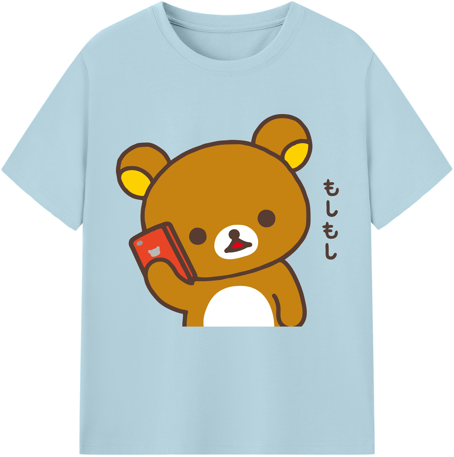 （画像用） リラックマ リラックマ キイロイトリ Rilakkuma Korilakkuma Kiiroitori 綿100％半袖Tシャツ（フロントプリント）